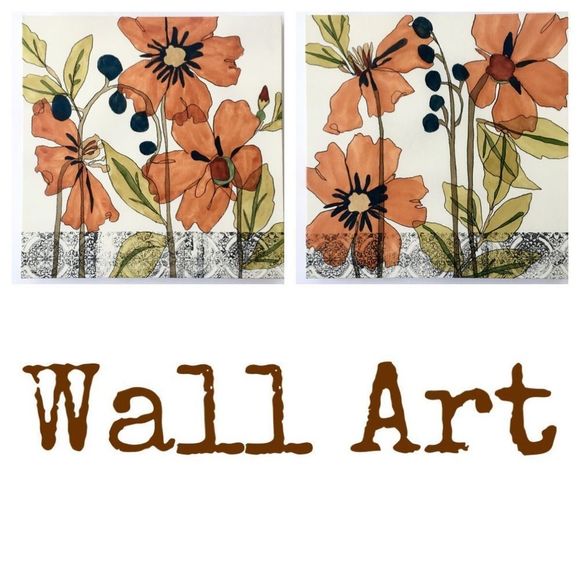 2pc Set Graphic Floral Print Canvas Wrapped Frames - Picture 8 of 8